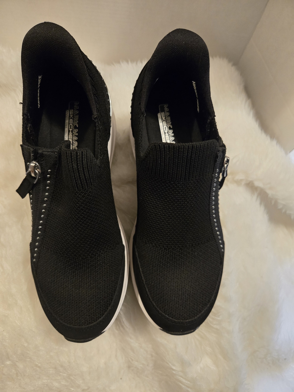 Skechers By Mark Nason Black Slip-On Mid Wedge Sneakers